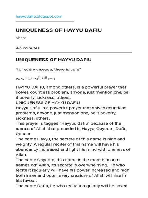 names of Allah that preceded it, Hayyu, Qayoom, Dafiu, Qahaar. . Hayyu dafiu benefits